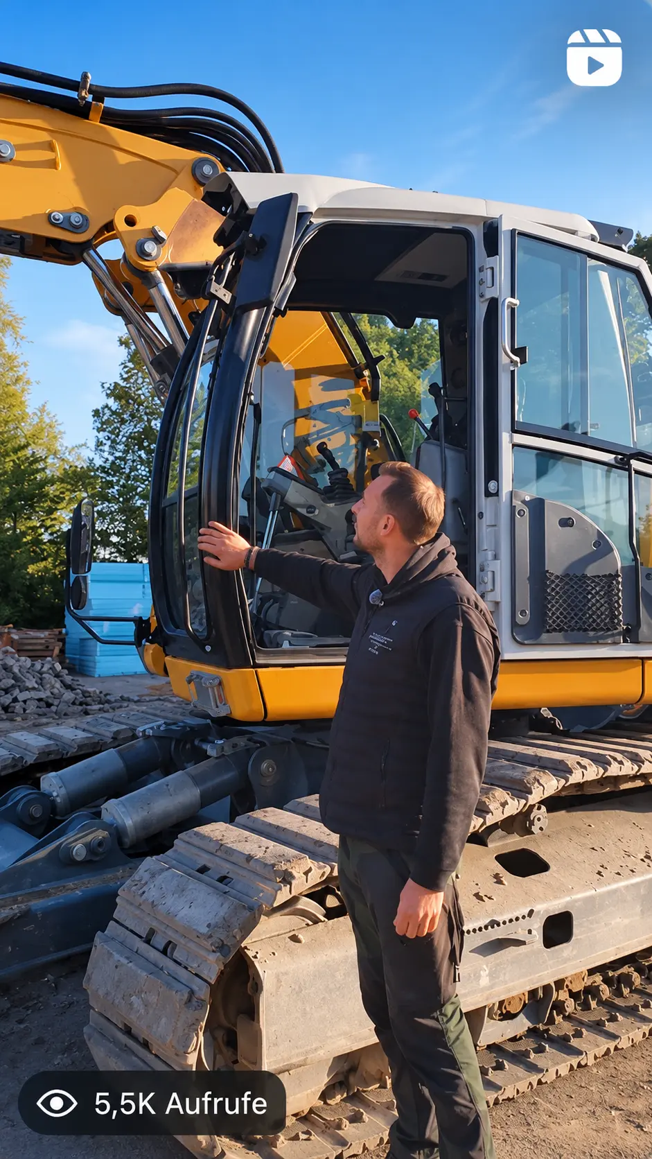 Instagram-Reel für Schneidewind Garten- und Landschaftsbau im Kreis Pinneberg – Bagger auf der Baustelle
